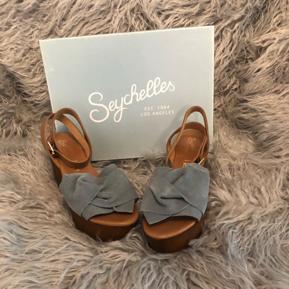 Seychelles blue platform wedge sandal